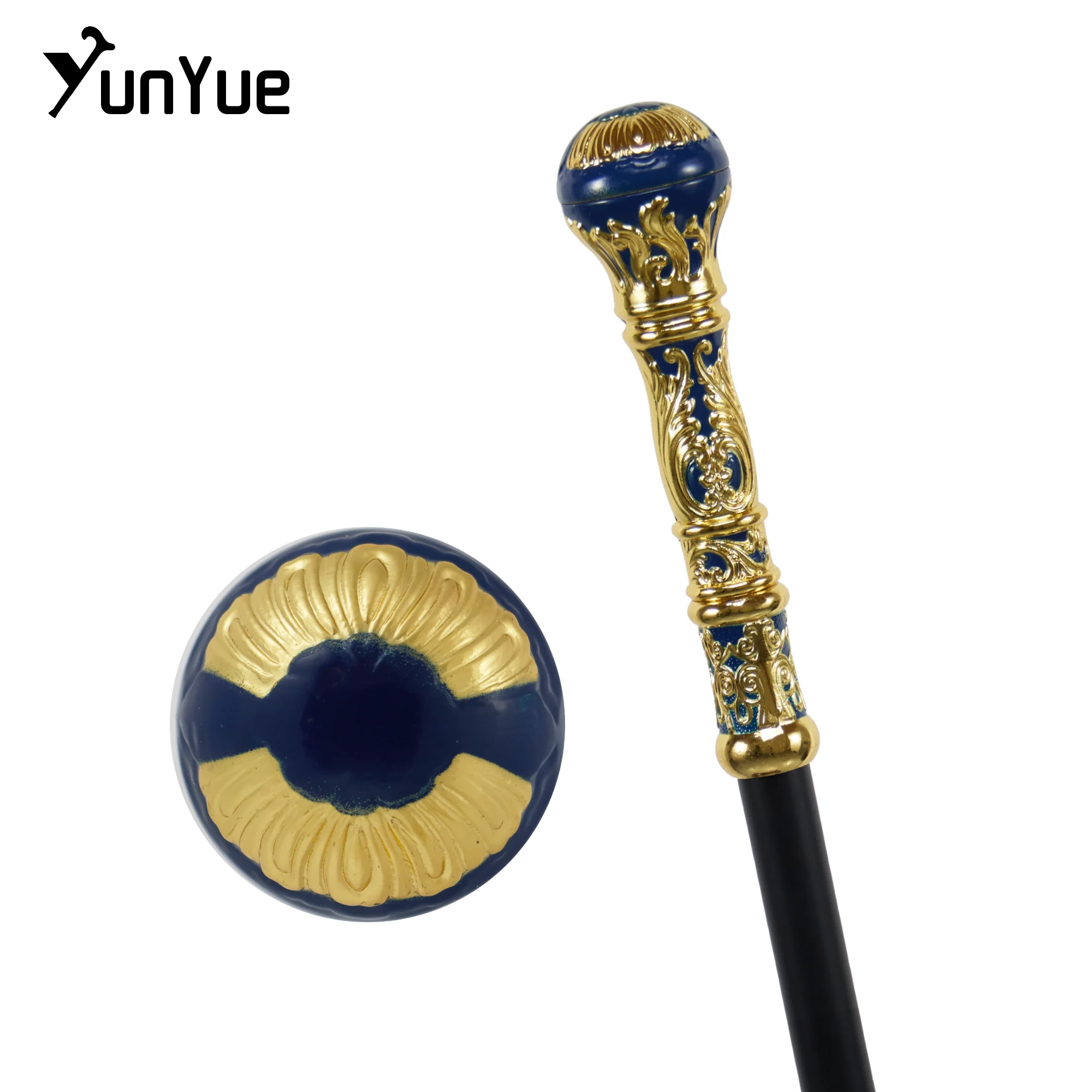 

Blue Round Handle Fashion Walking Stick Cosplay Gentlemen Vintage Handmade Walking Cane Lady Art Collection Film Props Cane 93CM