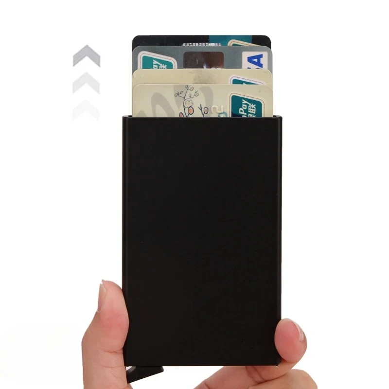 Rfid Smart Wallet Card Holder Metal Thin Slim Men Women Wallets Pop Up Minimalist Wallet Small Black Purse Vallet Walets for Men