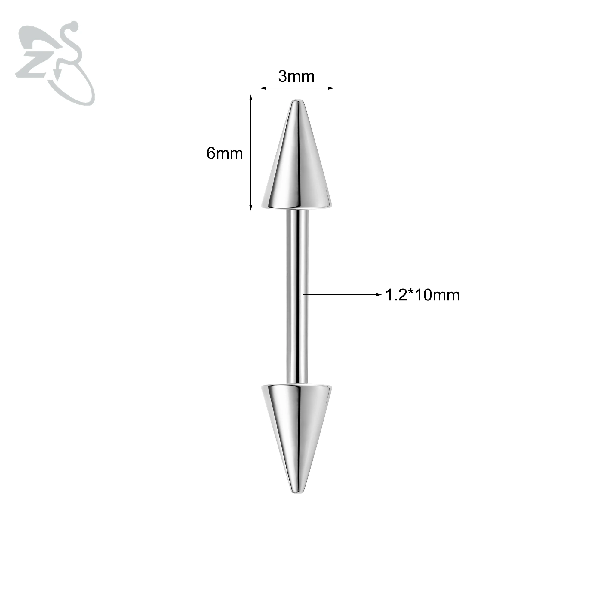 16G Stainless Steel Spike Eyebrow Ring, Unisex