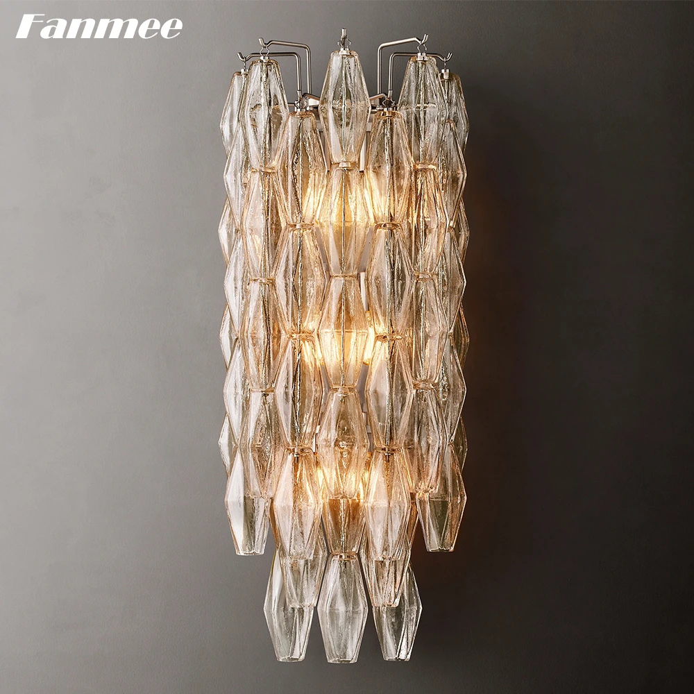 Imagem -05 - Modern Glass Wall Lâmpadas para Quarto Chiara Polyhedron Pendant Wall Lights Home Decor Clear Smoke Glass Luxury Lighting Fixture