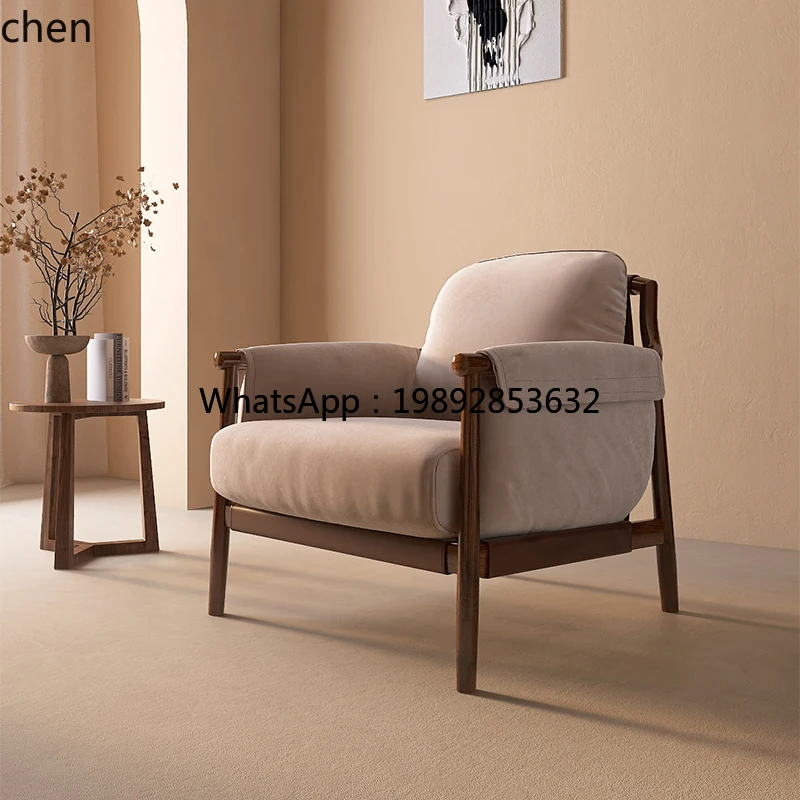 ZZ الرجعية الخفيفة الفاخرة أريكة من الخشب الصلب كرسي الترفيه B & B غرفة المعيشة شرفة كرسي أريكة الترفيه واحد