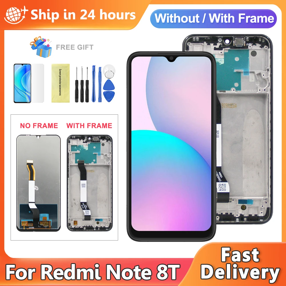 

ЖК-дисплей 6,3 ''для Xiaomi Redmi Note 8T M1908C3XG, ЖК-дисплей с сенсорным экраном и дигитайзером в сборе, замена дисплея redmi note8T