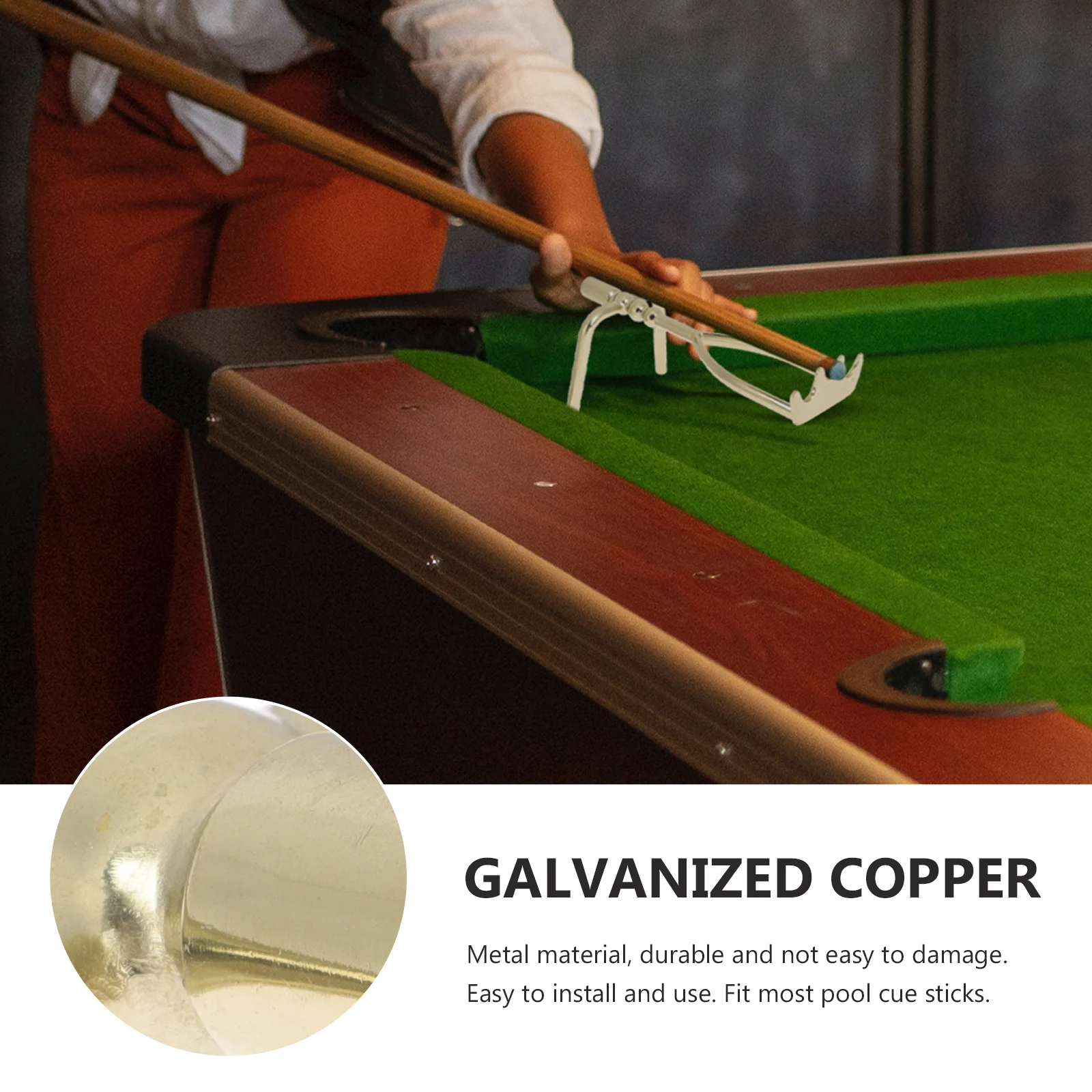 

Billiard Stand Head Rest Pool Bridge Galvanized Copper Stick Rack Durable Metal Fits Most Cues Practical Angles Portable