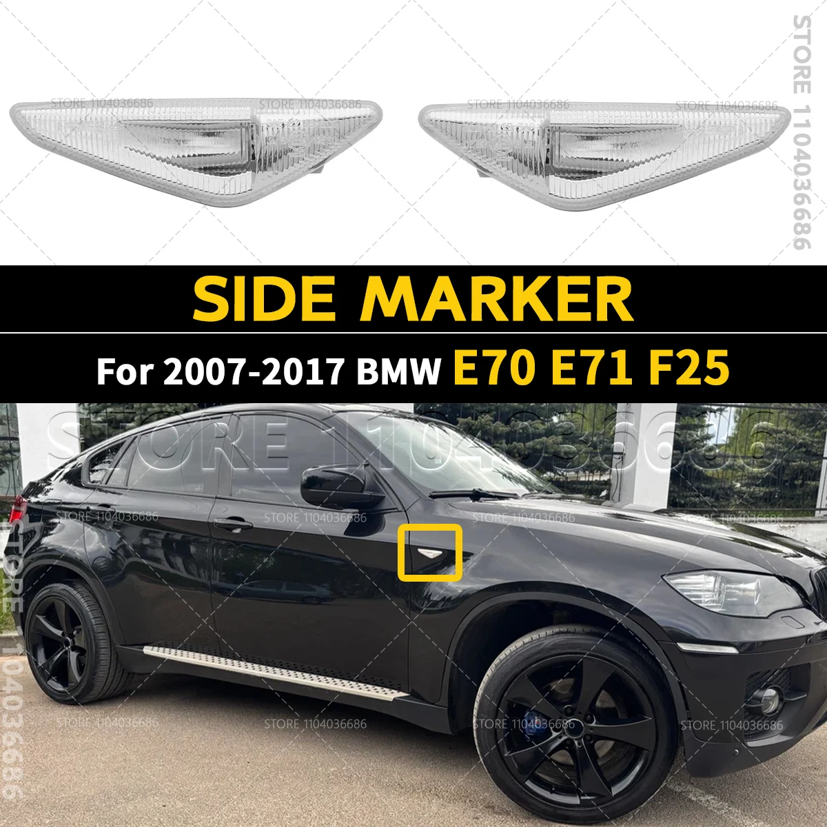 

Для BMW X3 X5 X6, гибридный X6 (E70 E71 F25) 2007-2017 гг., боковой габаритный указатель поворота на крыле, светодиодный 63137171007 63137171008