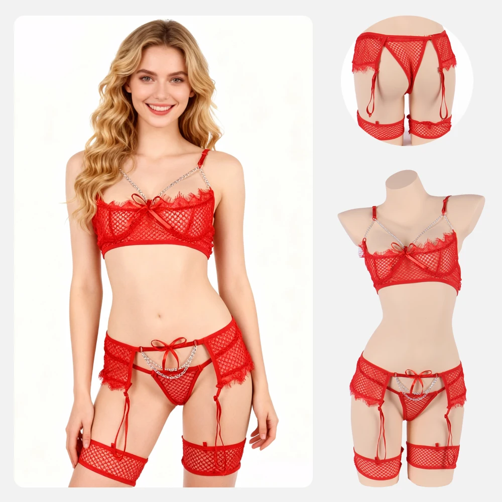 

Нижнее белье, комплекты бюстгальтеров, кружевное нижнее белье с подвязками, женское нижнее белье, 2025 г., бюстгальтер на косточках и трусики, стринги, комплект женского нижнего белья