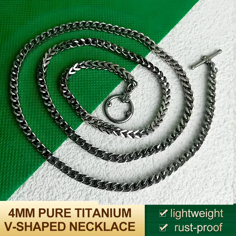 4MM pure titanium polished reversible chain necklace suitable for both men and women | Durable, suitable for daily wear