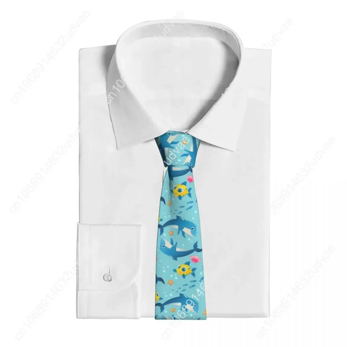 Corbata de delfines y peces para hombres y mujeres, accesorios de ropa