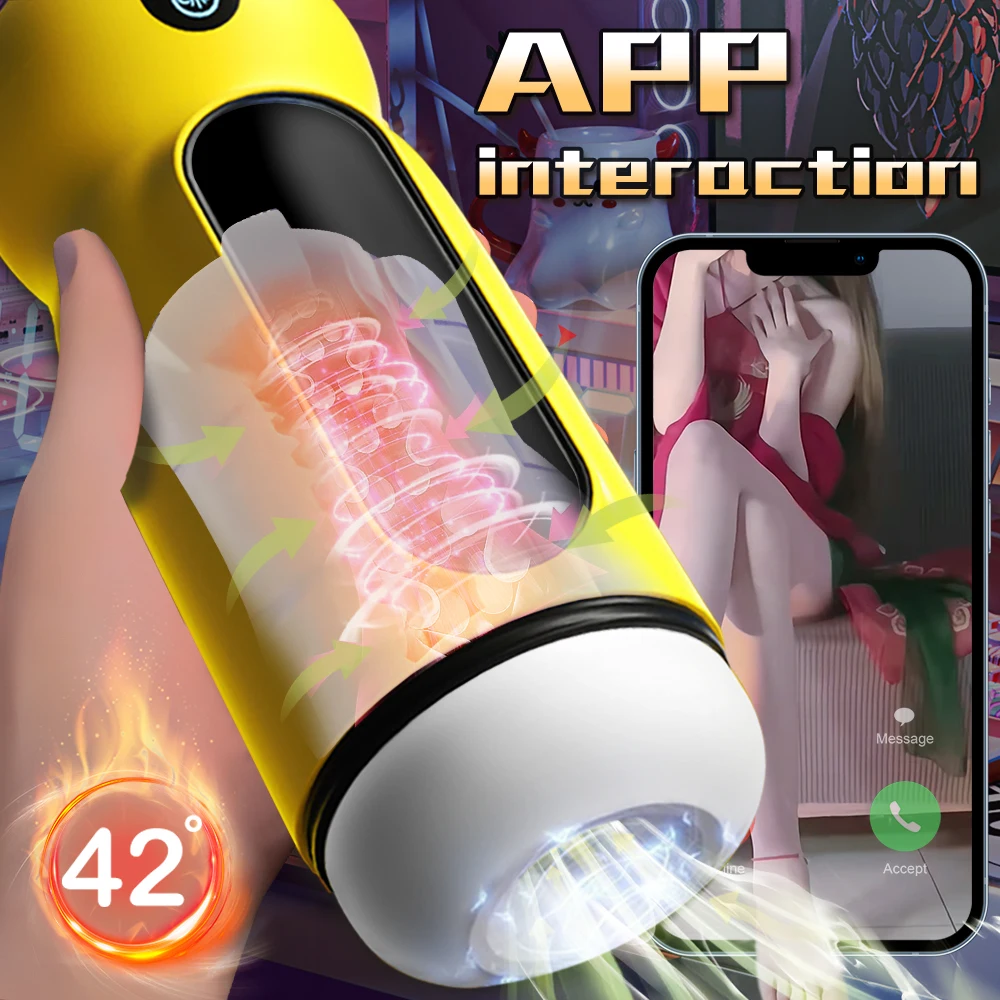 التدفئة التلقائية ذكر مص الاستمناء الاهتزاز اللسان آلة APP جهاز استمناء الجنس لعب القضيب مضخة الكبار ل 18 الرجال #1
