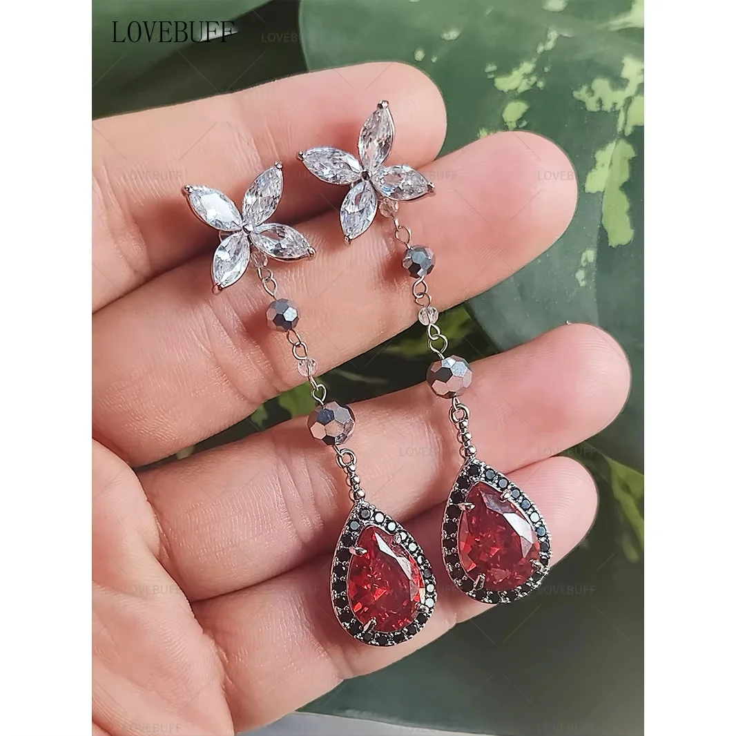 Disponibile Anime Love And Deepspace Lovebuff Sylus Banchetto Orecchini con gemme rosse Gocce rimovibili Prodotti periferici Compleanno Regalo di Natale