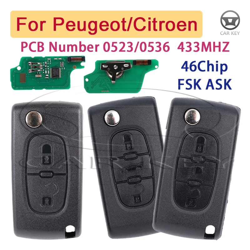 

Дистанционный ключ с откидным лезвием для Peugeot 207 307 308 407 607 807/Citroen C2-C6 Xsara Berlingo ASK FSK HU83 VA2 CE0536 CE0523 433 МГц