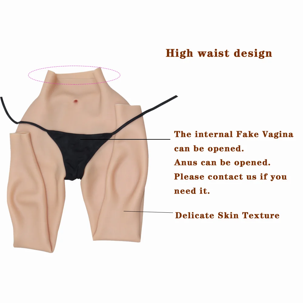 Tgirl Fake Vagina Long Panties for Men Fake Ass Thickened Hip Cosplay Women with Vagina Tube for Transgender Crossdresser