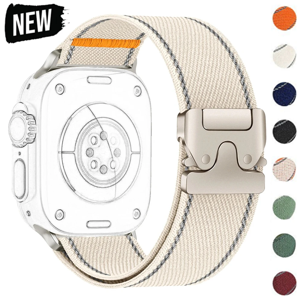Fallschirm-Nylonband für Apple Watch Armband 49mm 46mm 40mm 44mm 45mm 41mm 42mm Uhrenarmband für iWatch 11 10 SE 9 8 7 6 5 Ultra 2 3
