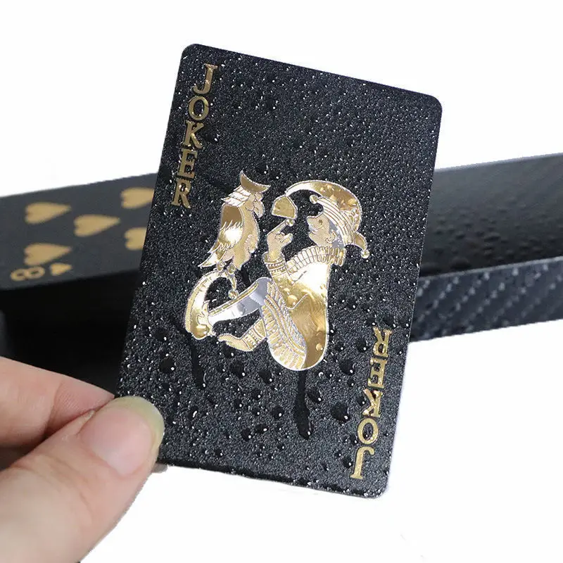 Gold foil black gold plastic playing cards pvc waterproof entertainment board game Magic thick playing cards