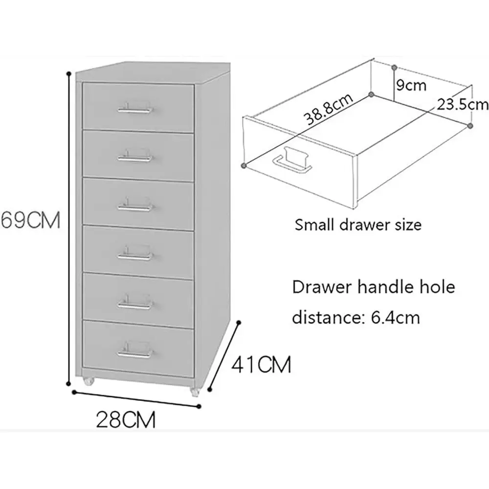 خزانة تخزين بمشبك معدني مكونة من 6 طبقات بعجلات، باللون الأحمر، مقاس 28 × 41 × 69 سم للمكتب والصالة والدراسة