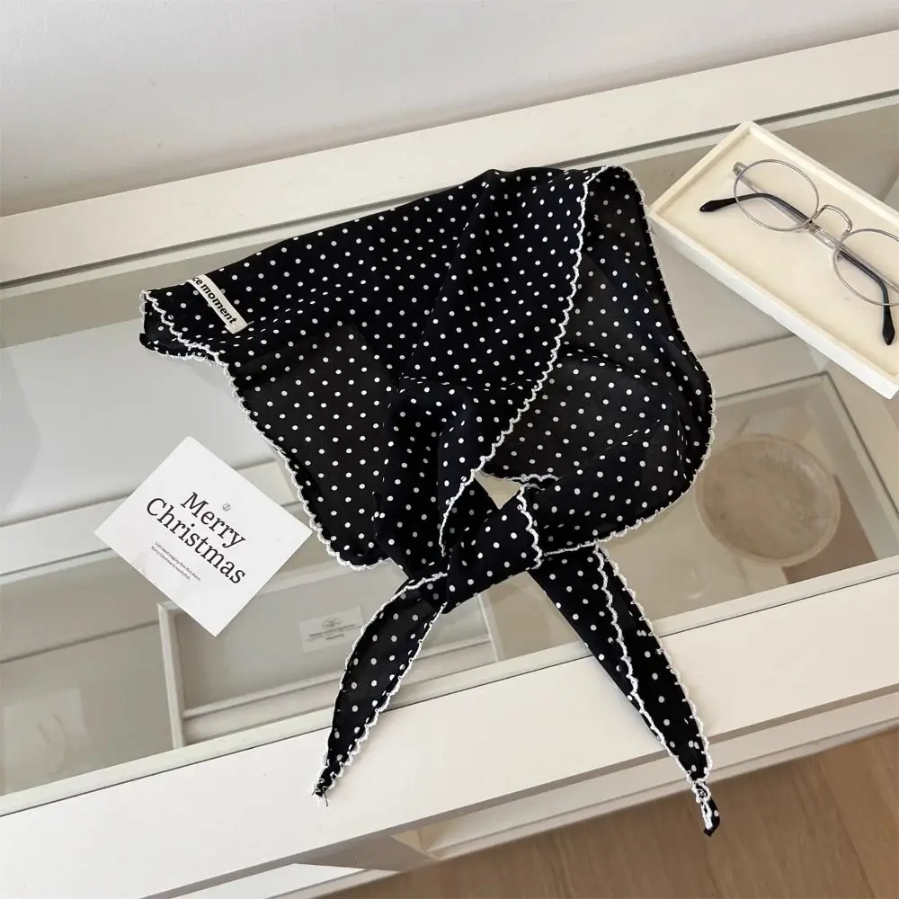 

Temperament Sweet Polka Dot Headband Turban Korean Fresh Small Scarf Thin Striped Triangular Hair Band Spring/Summer