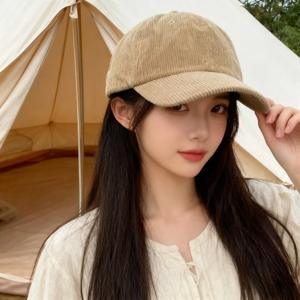 

Multifunctional Comfortable Warm Duckbill Cap Corduroy Hiking Baseball Cap Washed Cotton All-match Autumn and Winter Luxury Gift