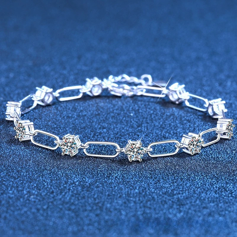 Platinum PT950 18K Gold3 Carat Moissanite Bracelet Versatile, Light Luxury Style, Luxurious and Versatile, Women's Jewelry