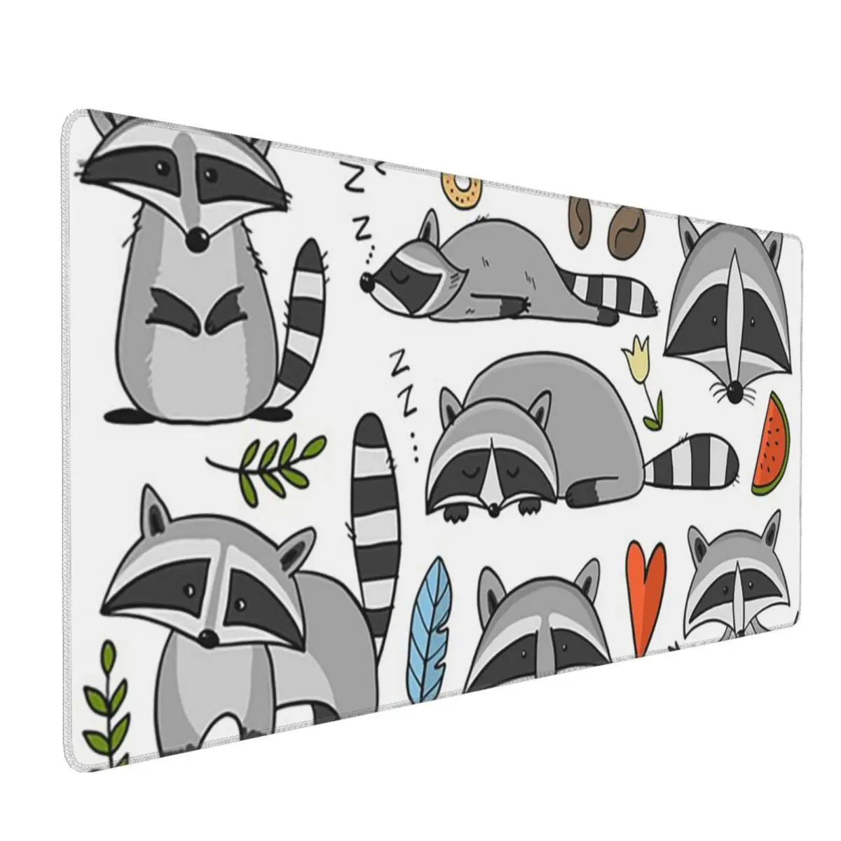 Large Mouse Pad Cute Cartoon Raccoon Pattern Gamer PC Laptop Mats Keyboard Carpet Computer Gaming Office Accessories Desk Mat