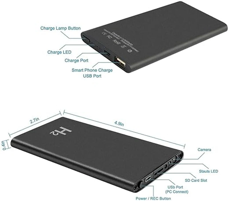 H2 Power Bank 5000mAh Long Battery Power Bank Connector Type USB image 3
