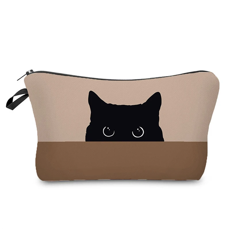 Schattige Zwarte Kat Katten Voetafdrukken Cosmetische Tas Hoesjes Make-Up Tas Dierenpatroon Vrouwen Combinatie Cadeau Organizer Tas Reisschool