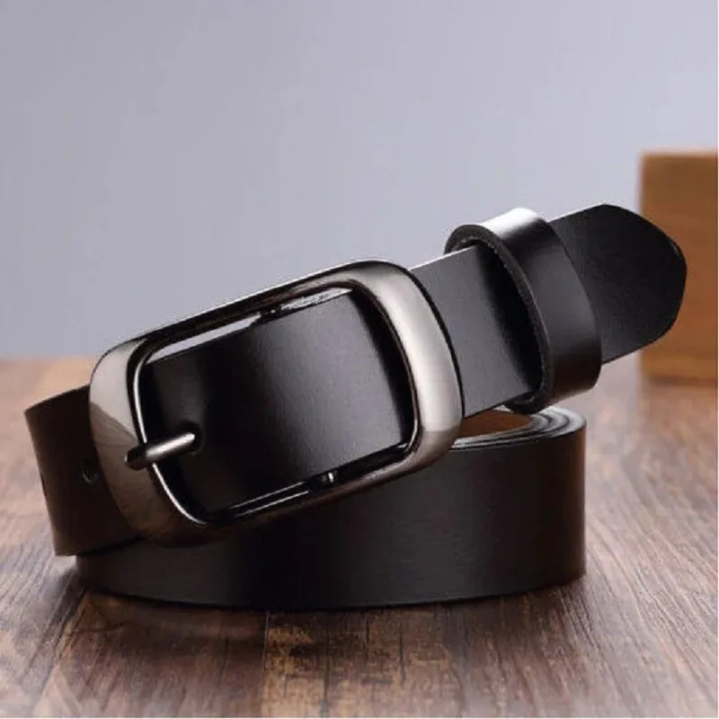 Genuine Leather Women Belt Concise Students Girl Pin Buckle Jeans Belts High Quailty Female Cowskin Waistband Korean Cowboy Belt