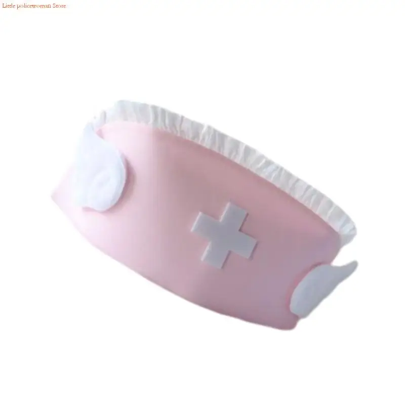 F92D Halloween Nurse Costume Accessory Nurses Hat Cosplay Nursing Hat Women's Headpiece Halloween Party Supplies