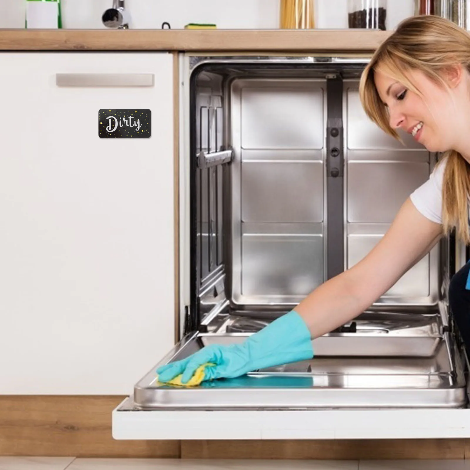 2 قطعة غسالة الصحون نظيفة القذرة المغناطيس تسجيل الوجهين المؤشر المغناطيسي للغسالة الثلاجة المطبخ تنظيف التسمية #3