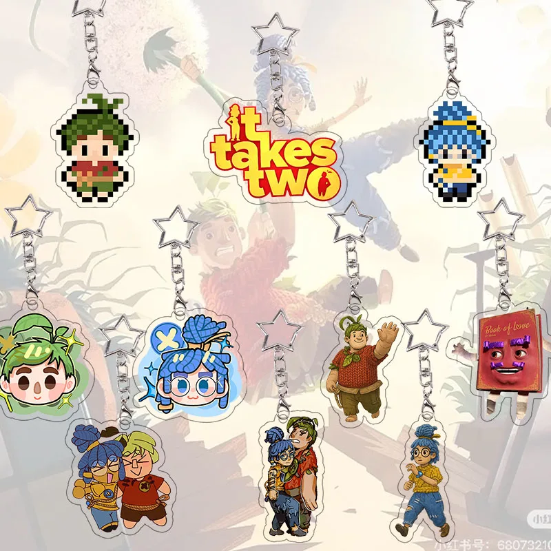 Kawaii It Takes Two Acrylic Keychain Cody May Book of Love Keyring Game Role Character Couple Pixel Accessories Birthday Gift