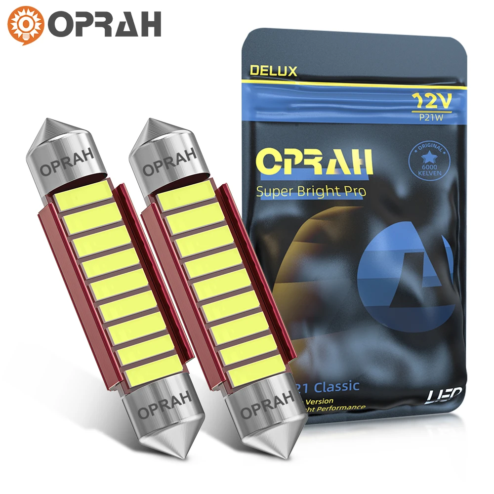 

Oprah 2PCS C5W Festoon LED Bulb CANBUS 31mm 36mm 39mm 41mm 7020 SMD 12V 6000K White Car Interior Door Reading Light Trunk Lamps