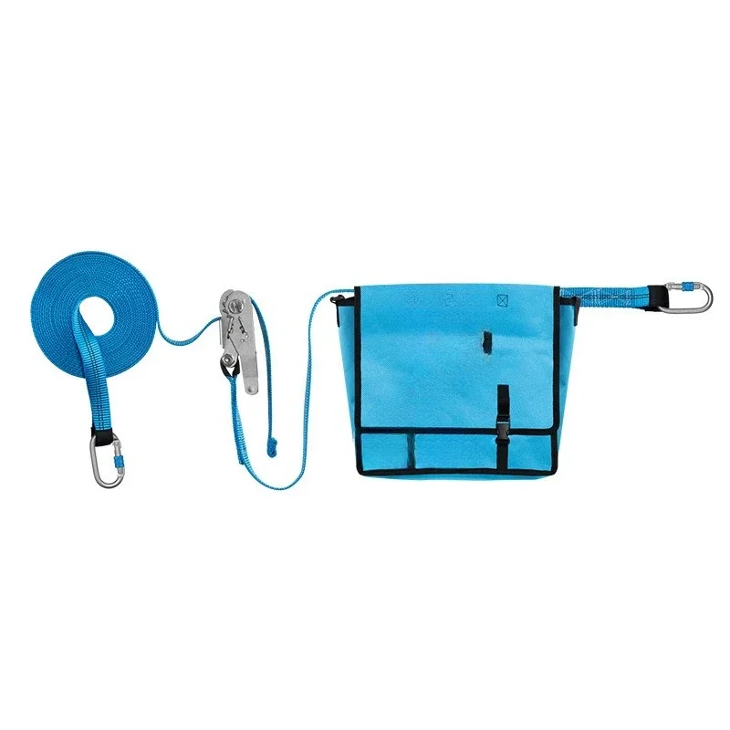 Flat belt temporary, horizontal life infra with length regulator, tensionable for two people at the same time