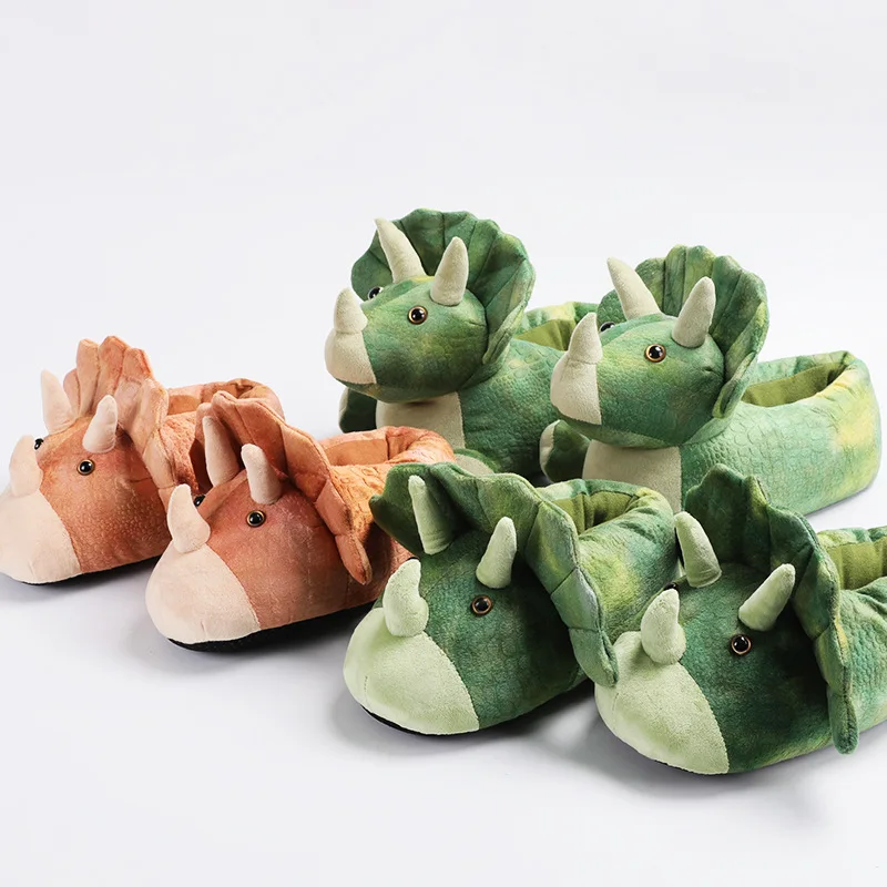 Nuove donne di arrivo Creative dinosaur Cotton Home Slides Unisex One Size peluche Furry Warm Animal Slides Dragon Cozy Shoes