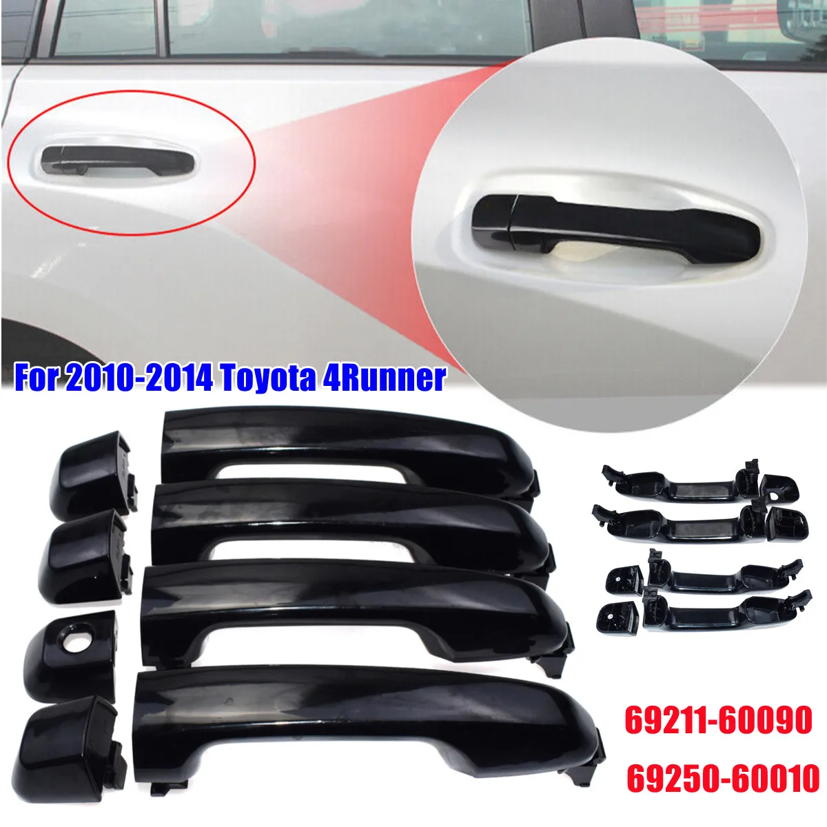 

69211-60090 69250-60010 For Toyota Prado Landcruiser 4 Runner 2010-2017 Car Exterior Door Handle Cover ABS﻿ Moulding Trim