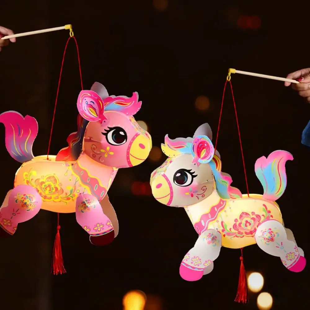 

2026 New Year PVC Handheld Lantern Cartoon Chinese Style Blessing Lantern Luminous Pony 's Lantern Spring Festival