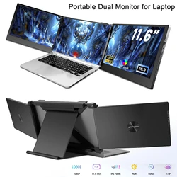 Gtmedia-Monitor portátil para ordenador portátil, pantalla Triple desmontable con soporte de apoyo, HDR, IPS, extensor Dual para juegos de 13,1 A 17