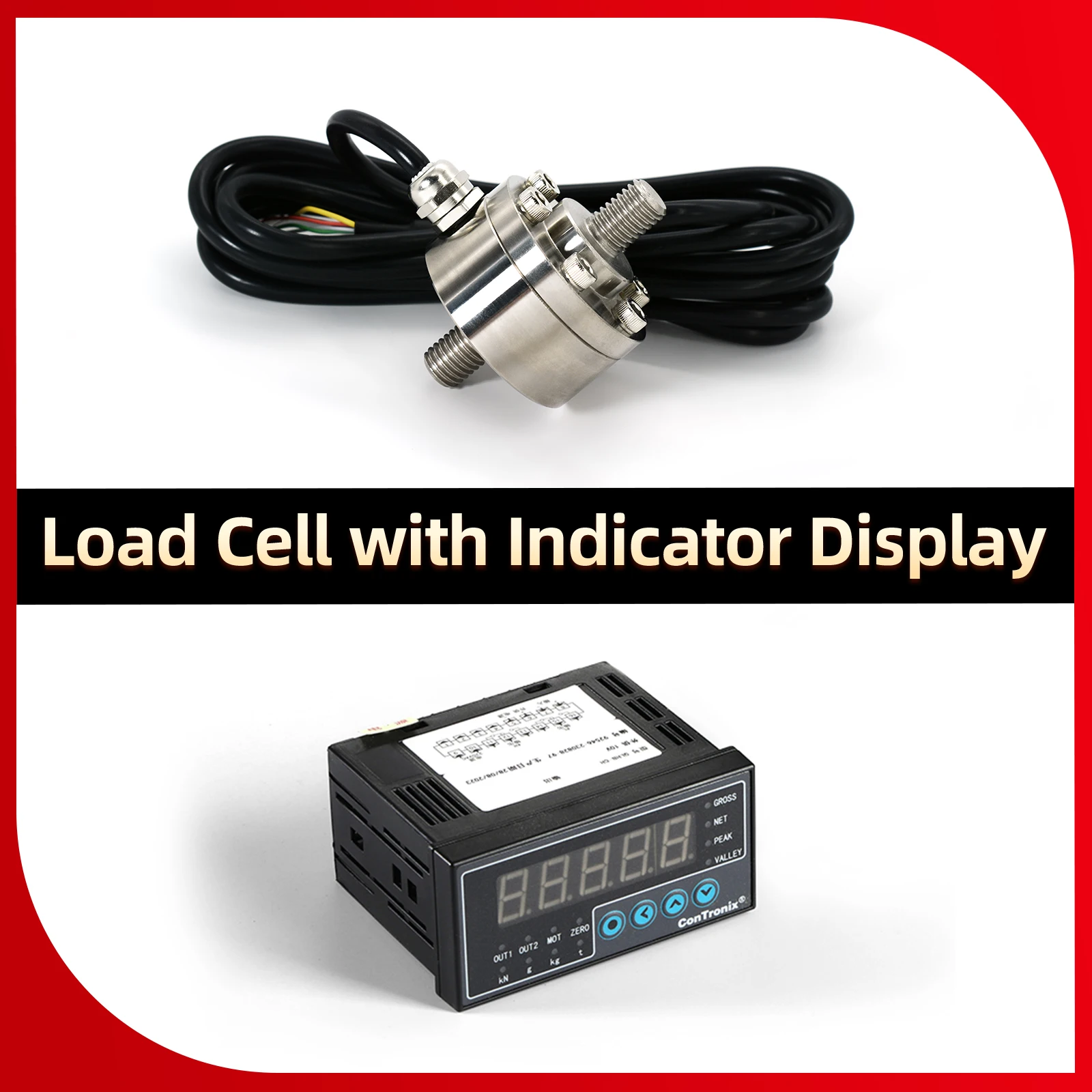 Rod End Force Sensor and Indicator Display,Alloy Steel High Stability Long Life,6 Alarm Modes Peak Valley Hold
