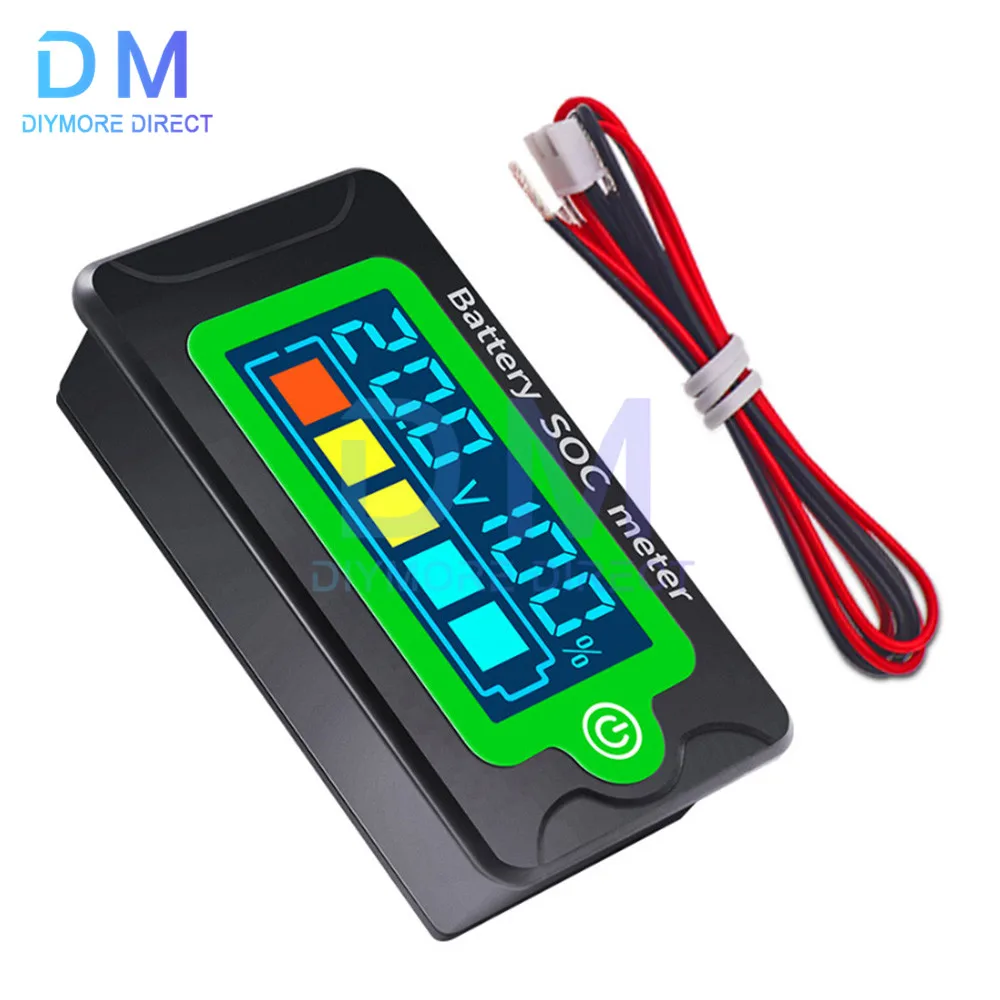 Waterproof Battery Capacity Indicator DC Voltmeter 8-100V Lead Acid Lithium Iron Battery Tester Meter 12V 24V 48V 72V