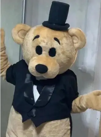 Costume de mascotte de dessin animé d'ours en mousse mignon, robe de paupières de Noël en peluche, costume d'Halloween, offre spéciale