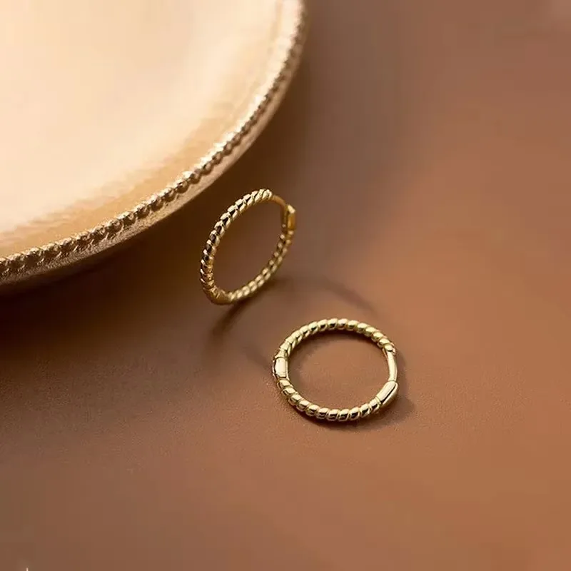 Simple Gold Color Stainless Steel Contort Round Hoop Earring for Women Classic Fashion Korean Earring Jewelry Gift Colorfast