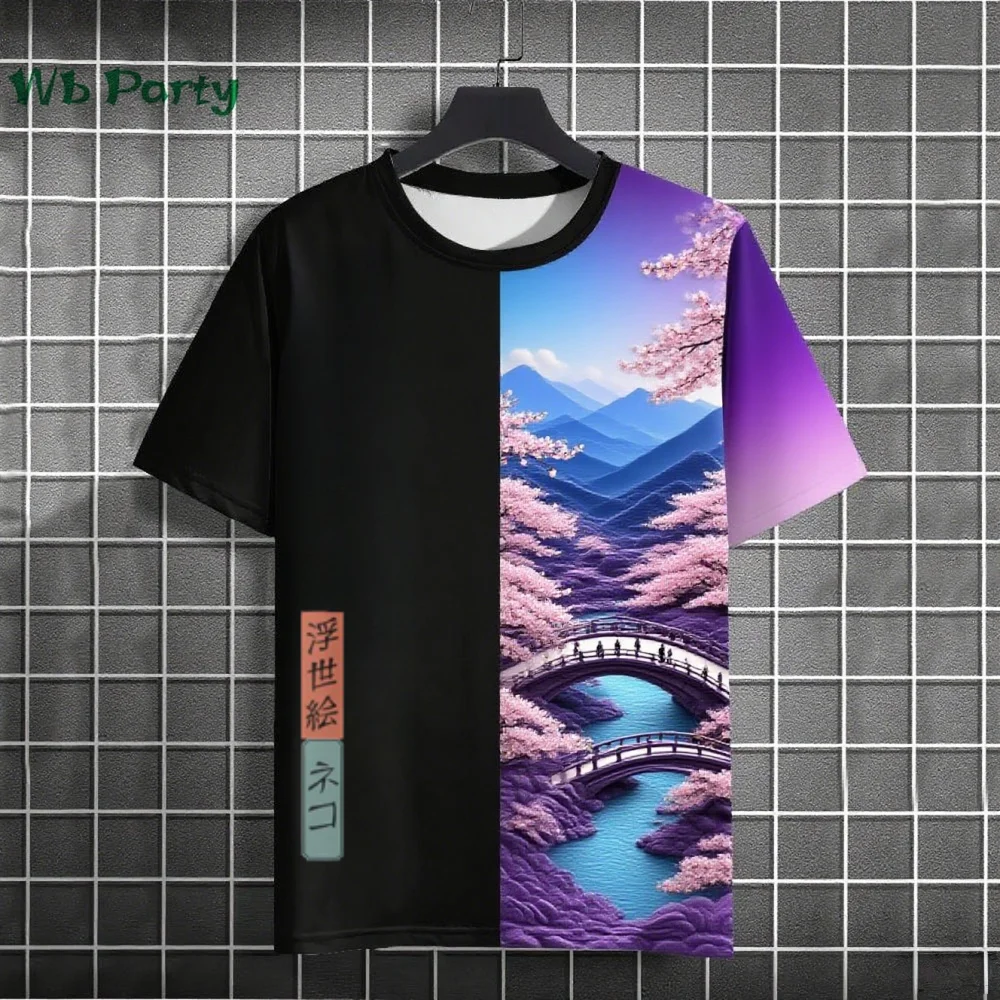 

Мужская одежда, японская футболка с 3D принтом самурая и кота, повседневная модная мужская футболка, дышащая летняя футболка с короткими рукавами, пуловер, мужская одежда