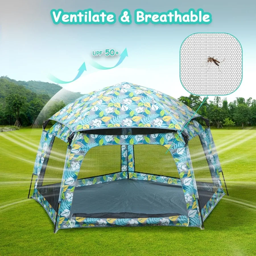 Baby Playpen Pop-up Tent - Outdoor and Indoor Play Tent for Beach with Canopy Travel Bag Portable Play Yard for Babies and Todd