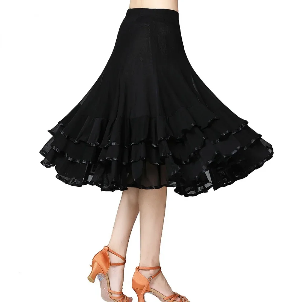 Mesh Large Swing Skirt Dance Practice Performance Clothing Ballroom Dance Mid-length Skirt Performance Dance Skirt Skirt