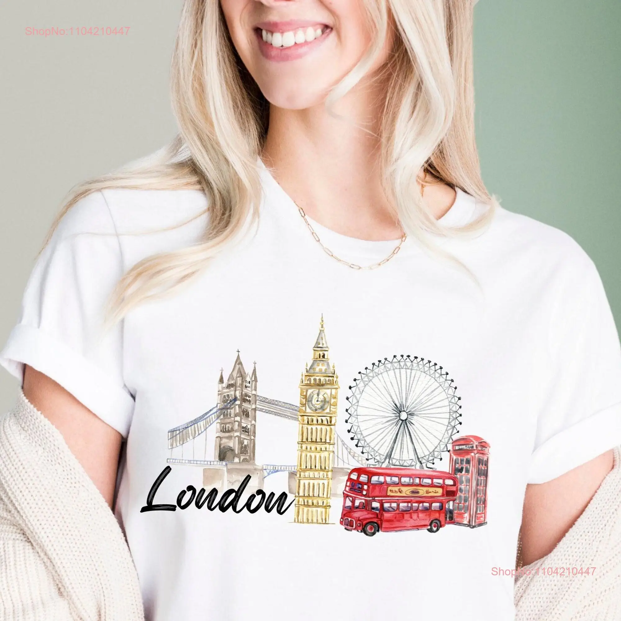 London T Shirt England British TourisT World Traveler Vacation City Travel long or short sleeves