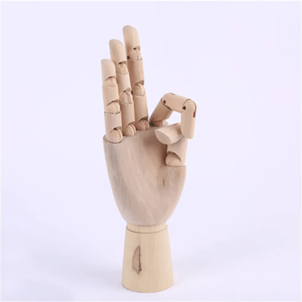Wooden Hand Model Hand Figurines Rotatable Joint Drawing Sketch Mannequin Miniatures Halloween Office Home Desktop Room Decor