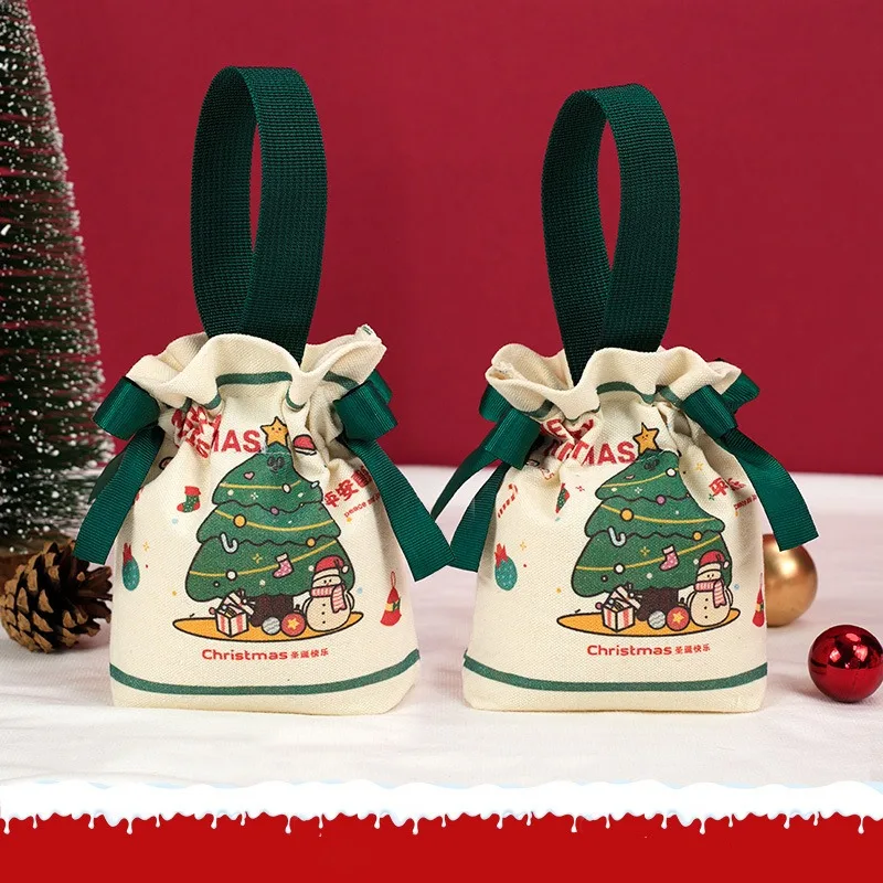 Personalized Forest Woodland Animal Santa Claus sack Merry Xmas eve Holiday baby boy girl 1st First Christmas gift Present Bag