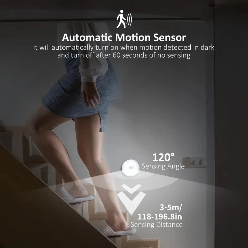 3PCS LED Human Motion Sensor Lights Bedroom Night Light Stairs Corridor Room Wardrobe Lighting Room Decor Lamp USB Rechargeable image 4