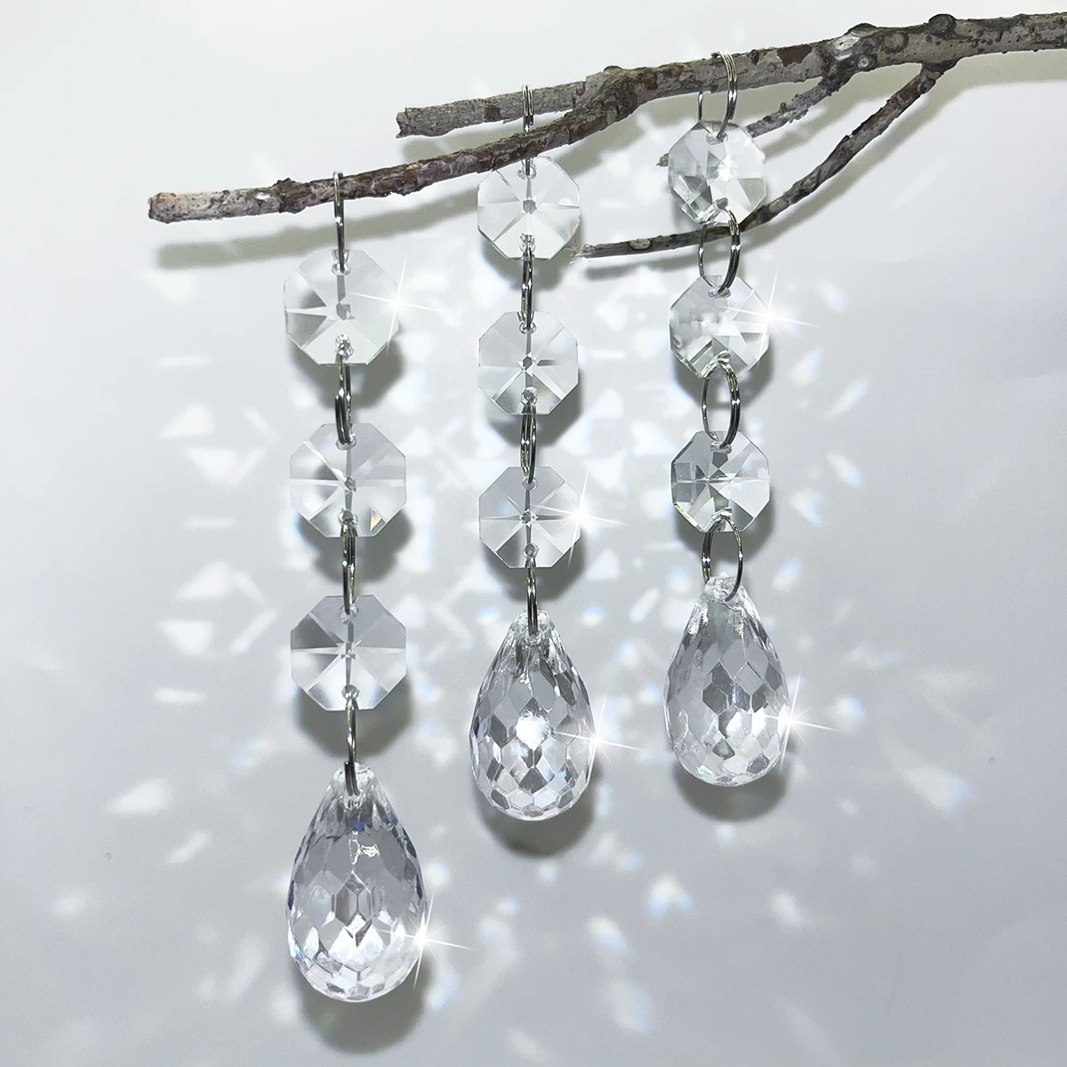 10PCS Crystal Pendants Chandelier Decoration Outdoor Garden Tree Decorations Pendants Holiday Celebration Wedding Party Decor