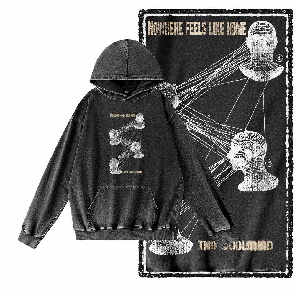 G19 Acid Washed Black Cotton Men's Cool COOLMIND  Graphic Hoodies |  Streetwear Big Size O-neck men's Hoodie