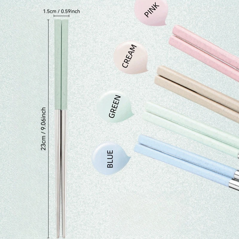 4pairs stainless steel chopsticks portable travel metal chopsticks food sushi sticks non slip reusable easy to clean