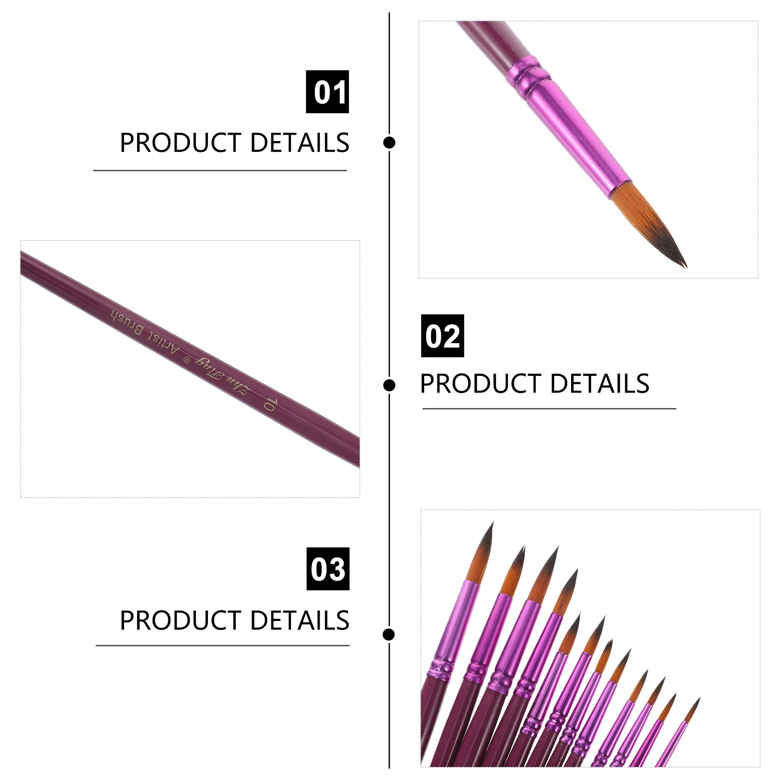 

12 Pcs Watercolor Brush Set Pen Kit Two-color Drawing Painting Wood Art