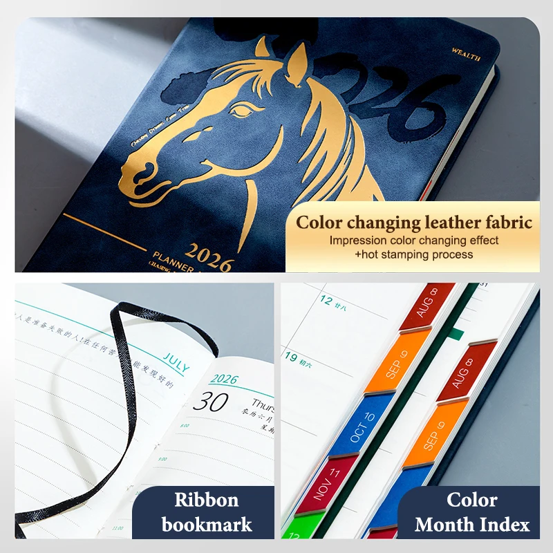 جدول مذكرات 2026 سنة الحصان A5 دفتر مخطط المحمولة التقويم الشهري مكتب اللوازم المدرسية طالب القرطاسية #5